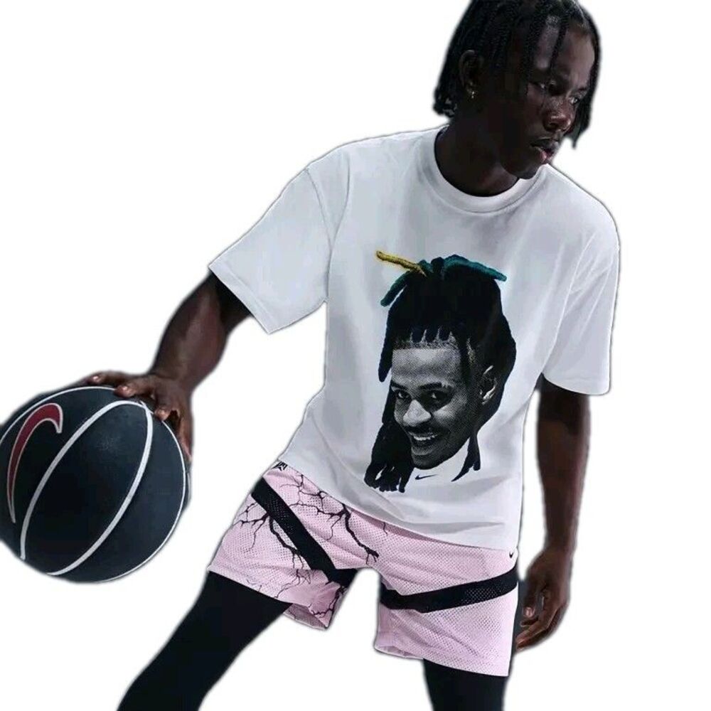 NWT Nike Ja Morant Big Face Sz Large LOOSE FIT Mens White Double Side T-Shirt